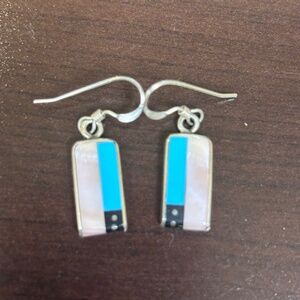Sterling Silver with mother of pearl accent dangle earrings